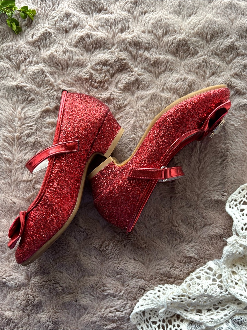 Stelle Red Sparkle Princess Heels w/ Gold Rhinestone Crown – Girls Size 2 - Picture 5 of 9